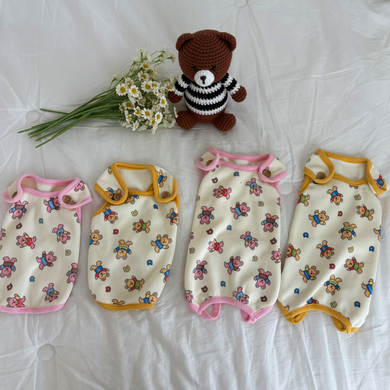 [NEW신상][무료배송] 해피댕댕 굿나잇 조끼&바디수트 2종 (핑크,옐로우) S-2XL 1번째