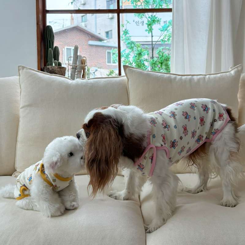 [NEW신상][무료배송] 해피댕댕 굿나잇 조끼&바디수트 2종 (핑크,옐로우) S-2XL 16번째