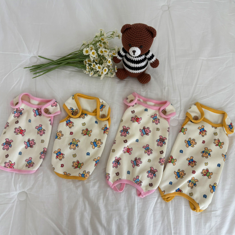 [NEW신상][무료배송] 해피댕댕 굿나잇 조끼&바디수트 2종 (핑크,옐로우) S-2XL 4번째