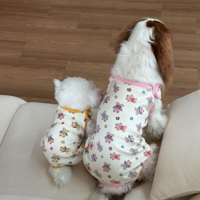 [NEW신상][무료배송] 해피댕댕 굿나잇 조끼&바디수트 2종 (핑크,옐로우) S-2XL 14번째