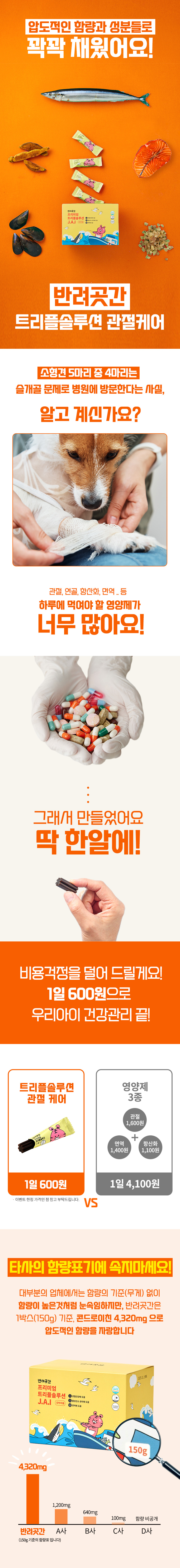 [무료배송] 반려곳간 독 관절영양제 트리플솔루션 관절케어 1박스 30매 5번째
