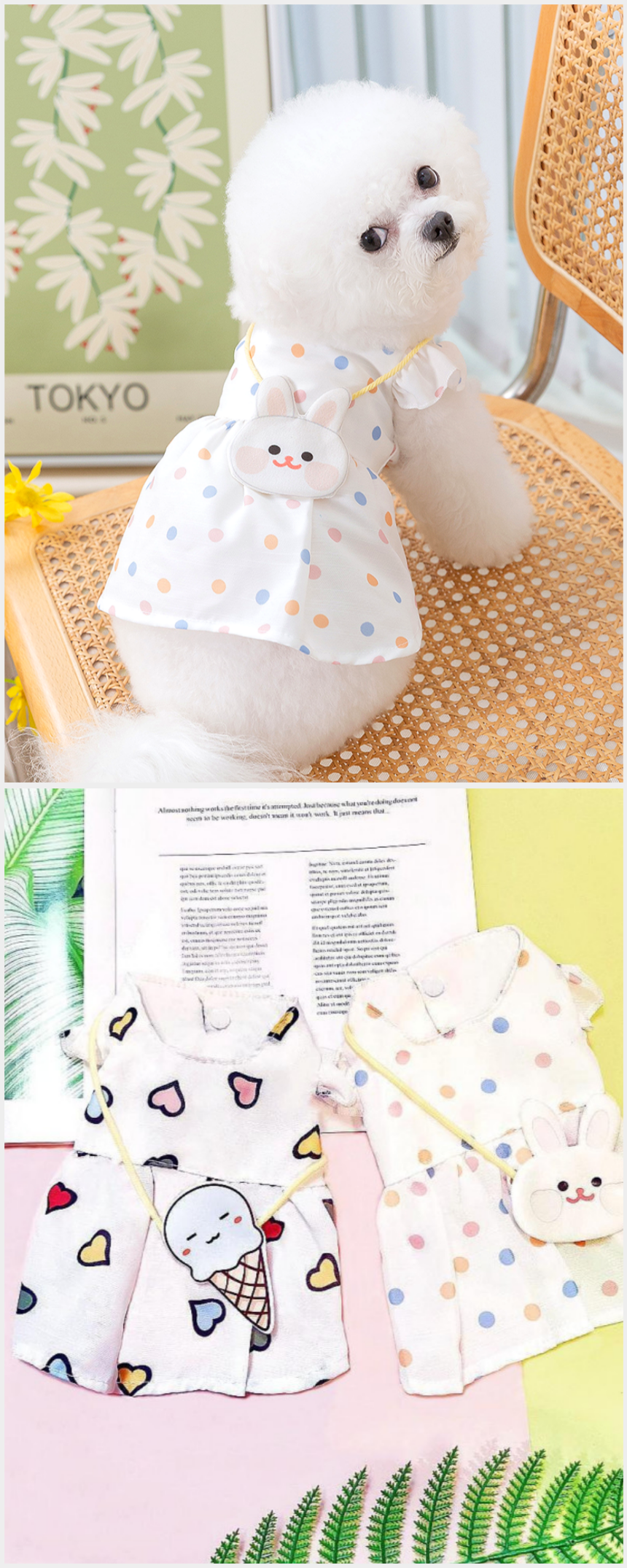 [무료배송] 알뜰펫 유치원 원피스 계란/잠자리/아이스크림/토끼 XS-2XL 12번째
