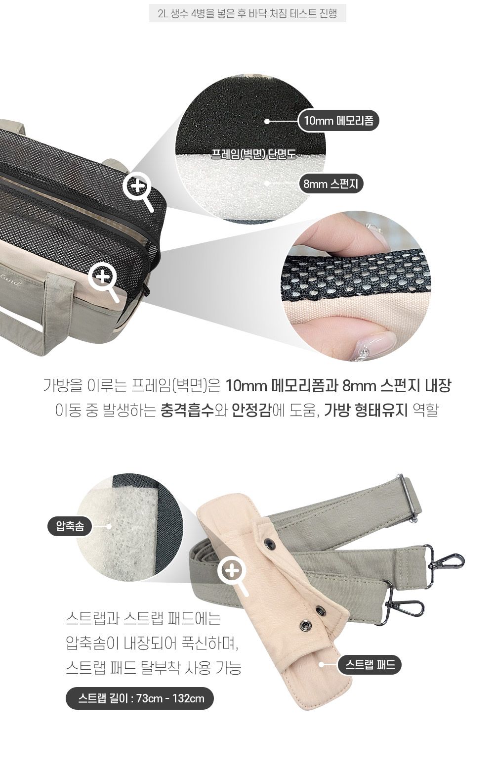 [무료배송] 펫츠랜드 컴포어백+이너쿠션 세트 핑크베이지/그레이블루 M/L 6번째