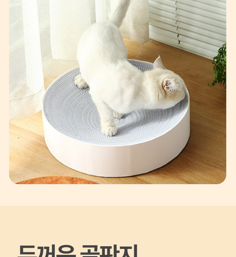 [NEW신상][무료배송] 펫볼루션 옥수수 펄프 화이트 대형 원형 스크래쳐 3번째