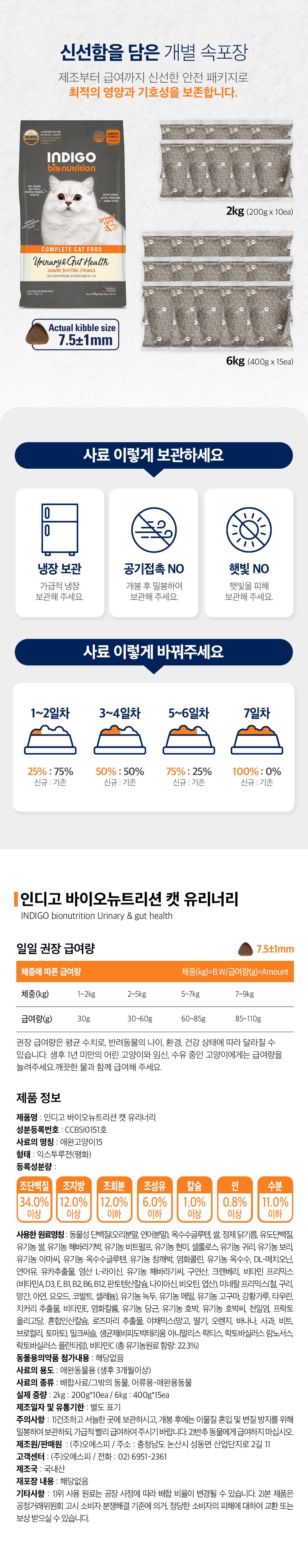 [추가증정] 인디고 캣 면역&유리너리 6kg + 락앤락 진공 사료통 7L 증정 8번째