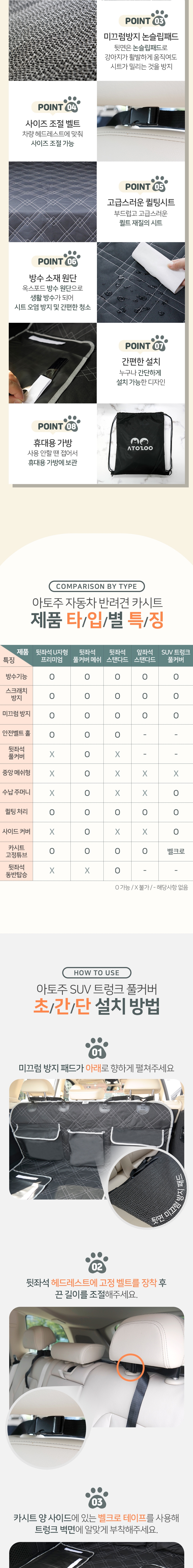 [무료배송] 아토주 독 차량용 카시트 SUV 트렁크 풀커버 3번째