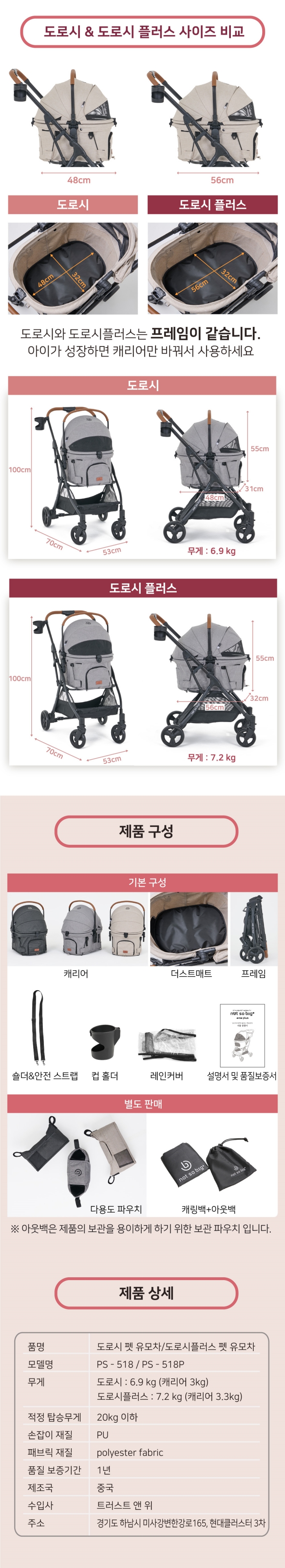 [무료배송] 낫쏘빅 도로시 캐리어 분리형 뉴버전 2.0 펠리스그레이/차콜블랙/레오베이지 11번째
