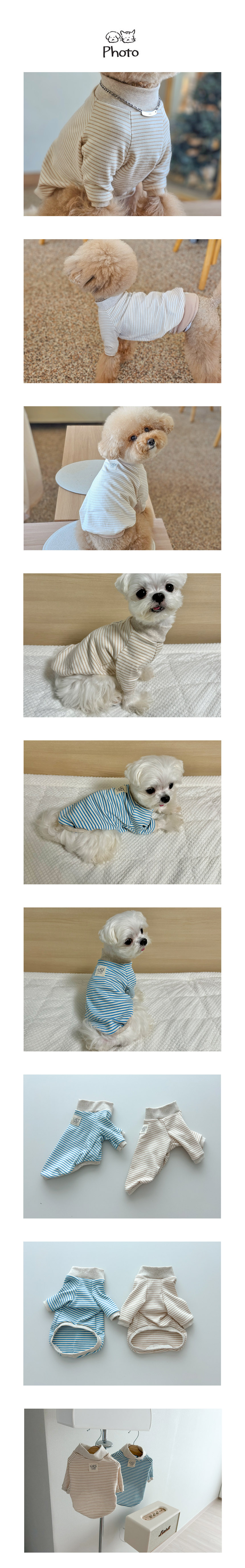 [무료배송] 개달당 베이직 오가닉 터틀넥 티셔츠 블루/베이지 S-L 2번째
