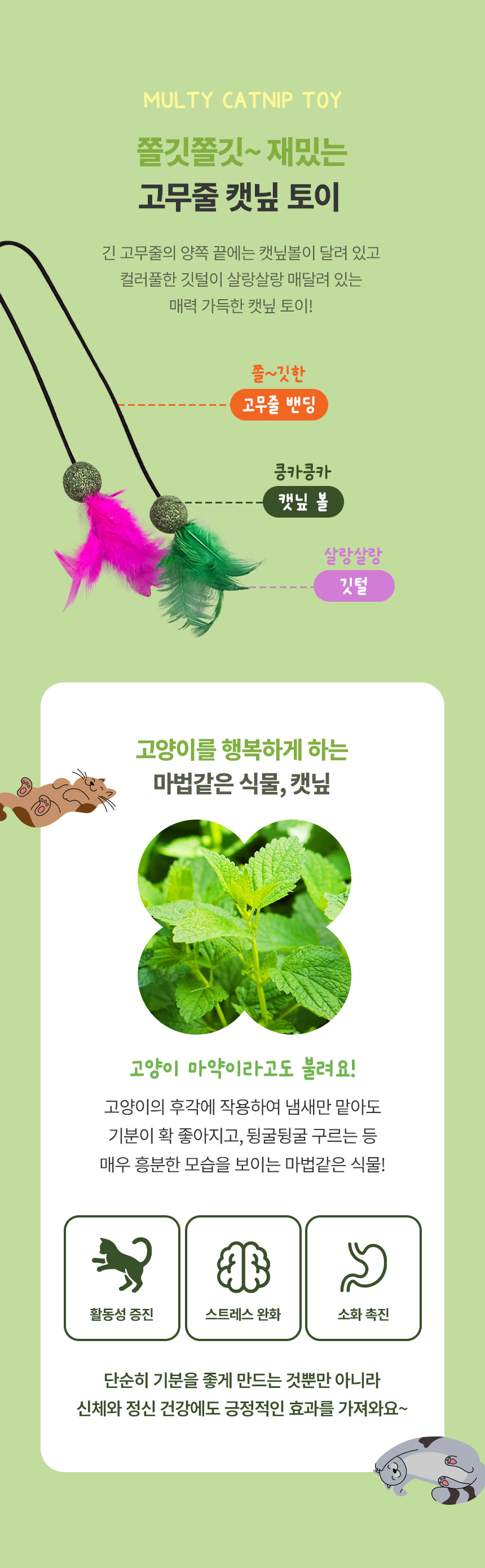 [무료배송] [3개] 크레용펫 미치냥 쫄깃 낚시줄 캣닢 장난감 2번째