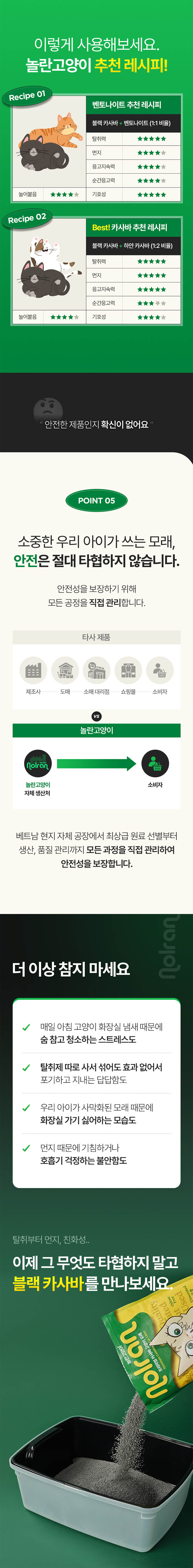 [무료배송] 놀란고양이 프리미엄 모래 세트 (블랙카사바모래 4.5kg + 벤토나이트 모래 6Kgx2개) 8번째