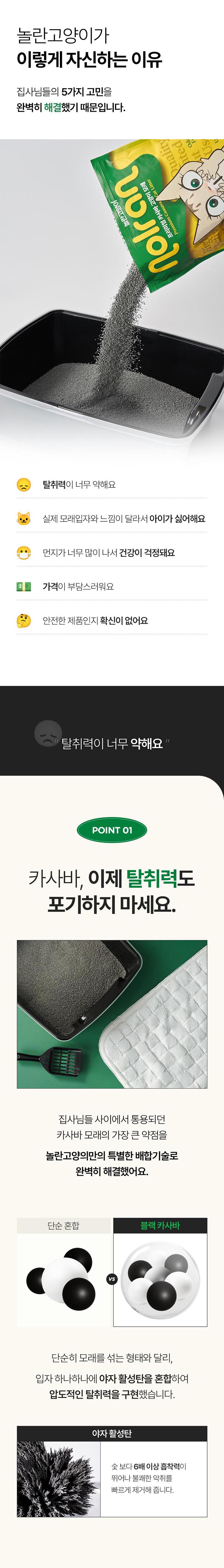 [무료배송] 놀란고양이 프리미엄 모래 세트 (블랙카사바모래 4.5kg + 벤토나이트 모래 6Kgx2개) 5번째