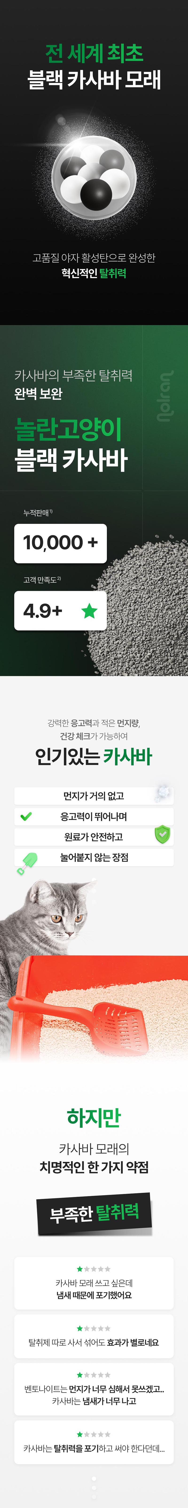 [무료배송] 놀란고양이 프리미엄 모래 세트 (블랙카사바모래 4.5kg + 벤토나이트 모래 6Kgx2개) 2번째