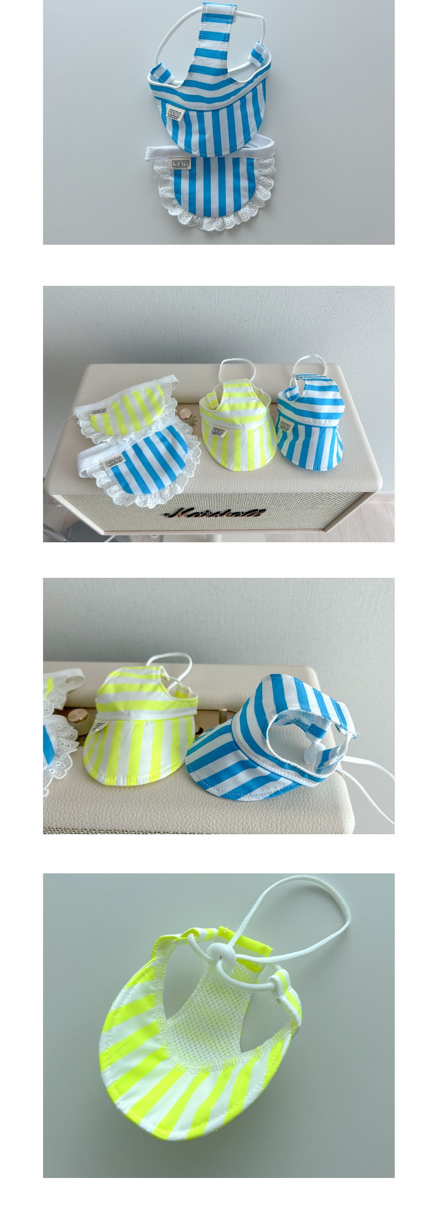 [무료배송] 개달당 네온젤 독 선캡 모자 턱받이 2종 SET 4colors 4번째