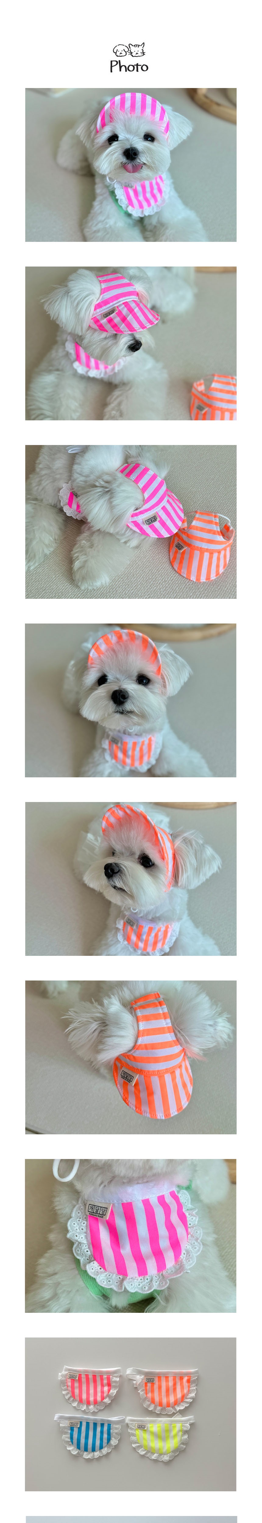 [무료배송] 개달당 네온젤 독 선캡 모자 턱받이 2종 SET 4colors 3번째