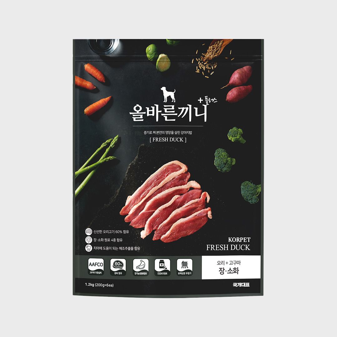 올바른끼니 독 플러스 오리&고구마 장건강 제품