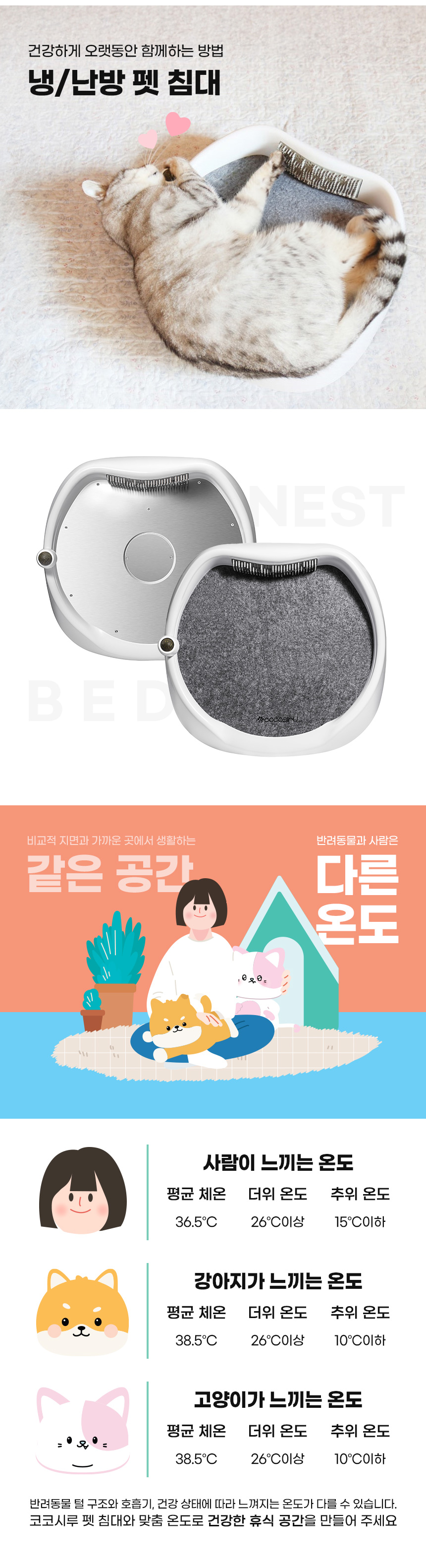 [무료배송] 코코시루 사계절 펫침대 강아지 고양이 냉난방매트 C1CN 7번째