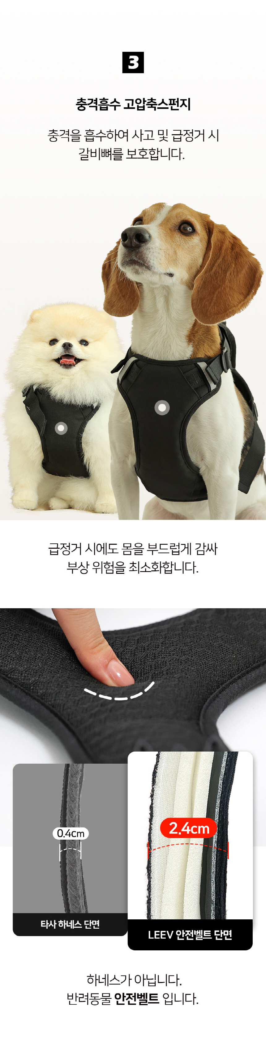 [NEW신상][무료배송] 펫더팬 리브 반려동물 차량용 안전벨트 하네스 세트 (S/M) 14번째