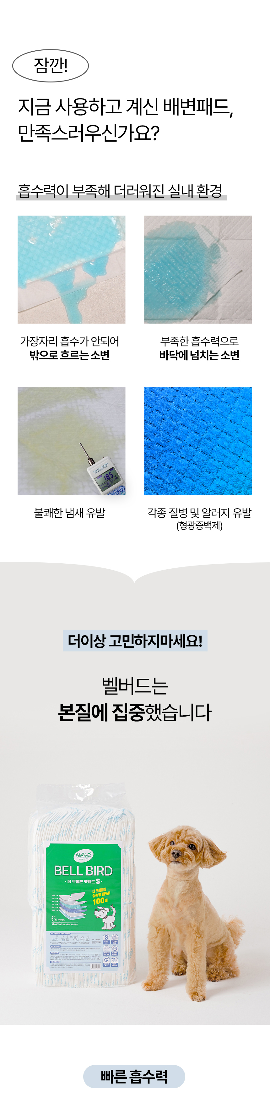 [NEW신상][무료배송] [4개] 벨버드 더 도톰한 배변패드 소형 100매 6번째