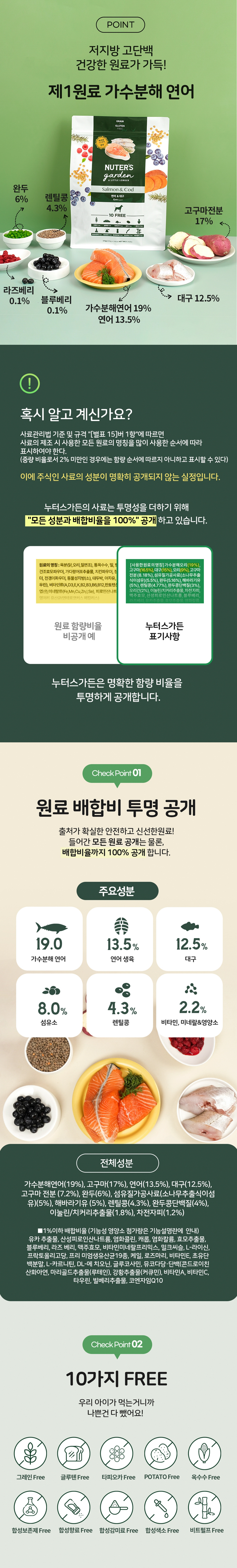 [무료배송] 누터스가든 연어앤대구 독 2kg 눈건강 저알러지 4번째