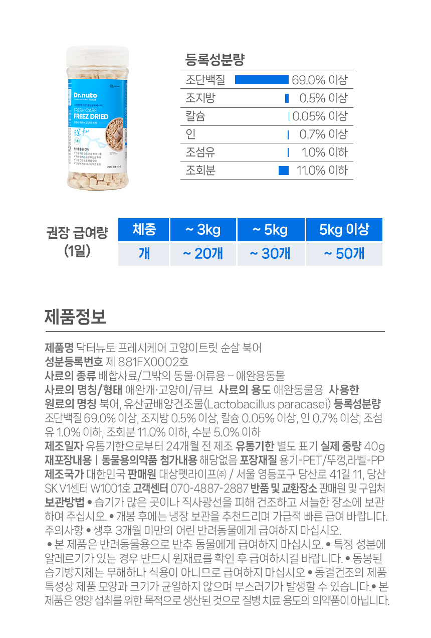 [NEW신상][무료배송] 닥터뉴토 캣 프레시케어 동결건조트릿 순살 북어 40g 23번째