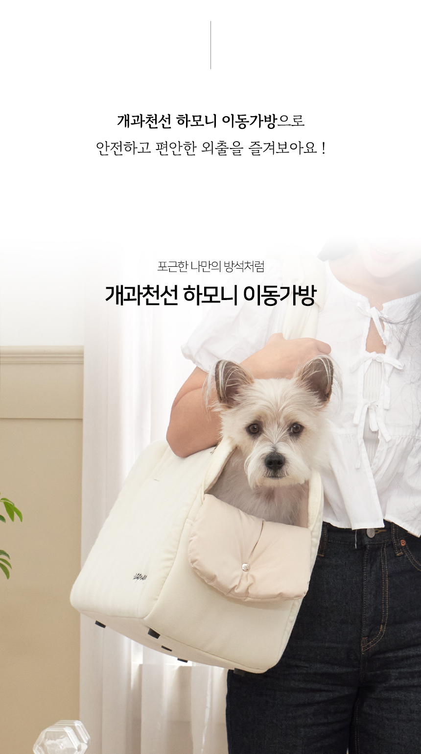 [NEW신상][무료배송] 개과천선 하모니 이동가방 (소프트 아이보리/딥 블루) 3번째
