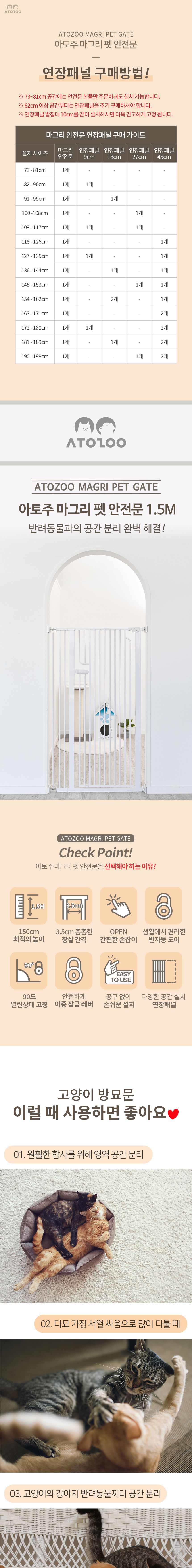 [무료배송] 아토주 마그리 고양이 방묘문 펫도어 150cm 2번째
