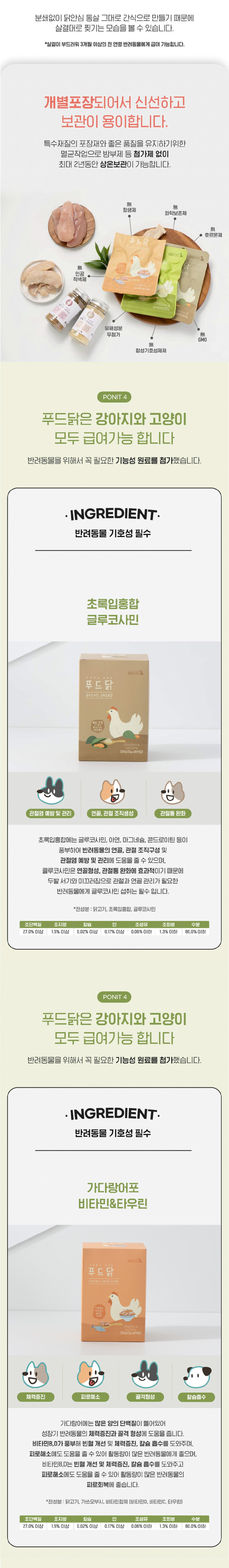 [NEW신상][무료배송] 도그퓨어 닭고기 통살 간식 22g*10개입 3종 모음 (오리지널/초록입홍합/차전자피) 6번째