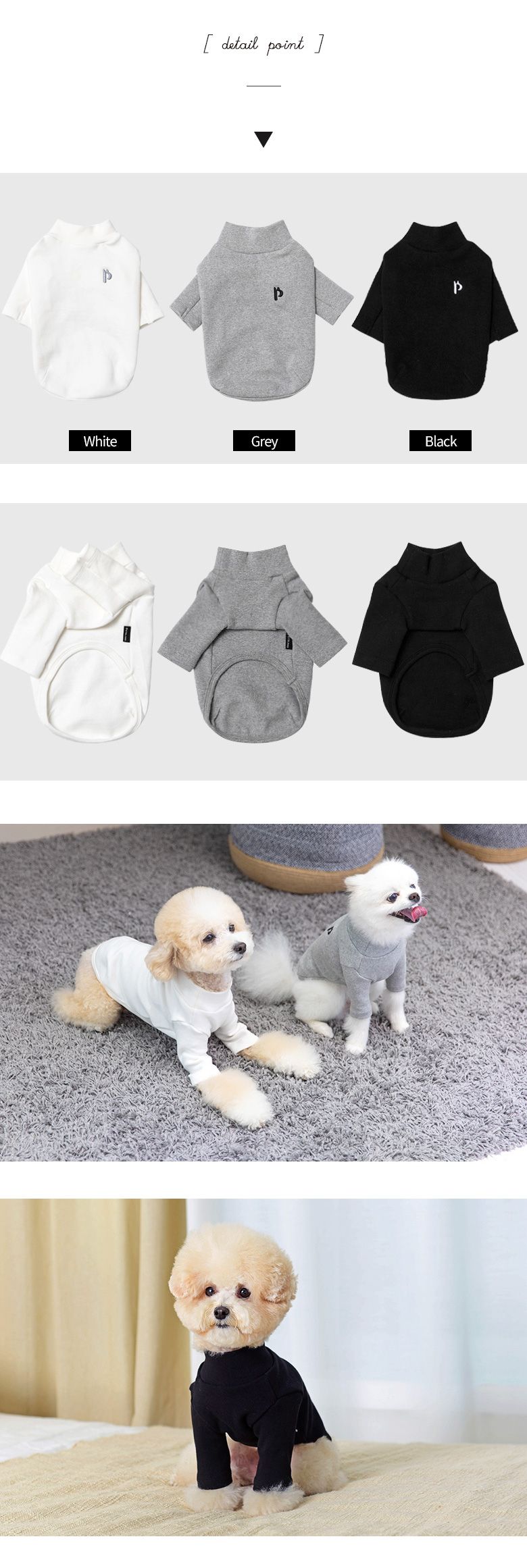 [무료배송] 펫츠랜드 스탠다드 하이넥 티셔츠 그레이 S-2XL 3번째