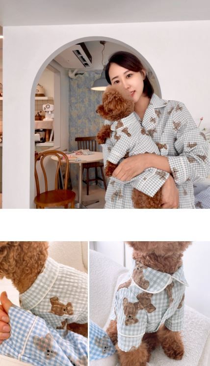 [무료배송] 찰리롤리 디키 곰 체크 파자마 민트/블루 S-2XL 16번째