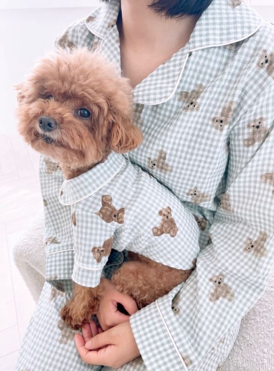 [무료배송] 찰리롤리 디키 곰 체크 파자마 민트/블루 S-2XL 5번째