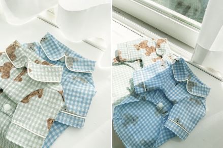 [무료배송] 찰리롤리 디키 곰 체크 파자마 민트/블루 S-2XL 19번째