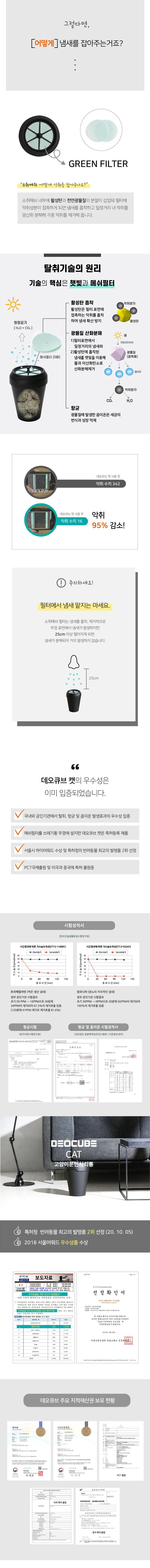 [공동구매] [무료배송] 데오큐브캣 특허 냄새NO 소모품NO 배변처리통 매트블랙/민트그레이 6번째