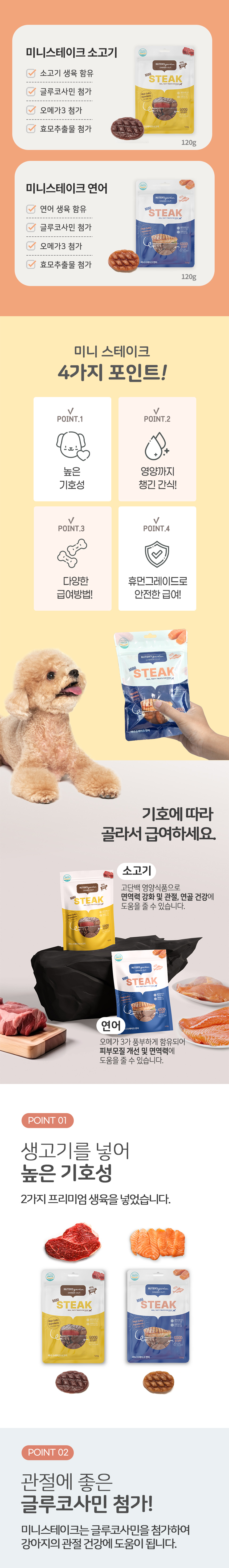 [무료배송] 누터스가든 디너아웃 미니스테이크 (소고기/연어) 150g x 2개 강아지간식 2번째