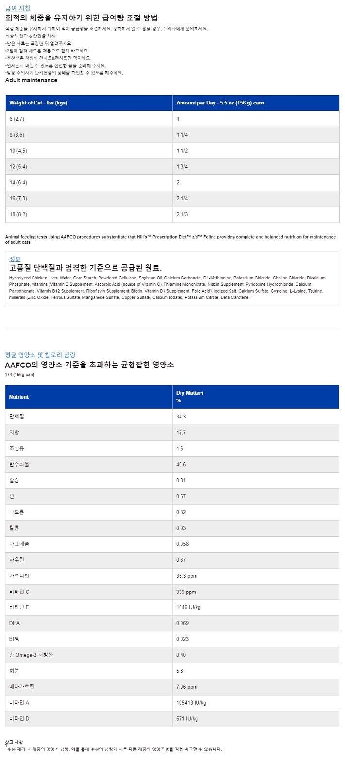 [무료배송][6개] 힐스 캣 z/d 캔 156g 1번째