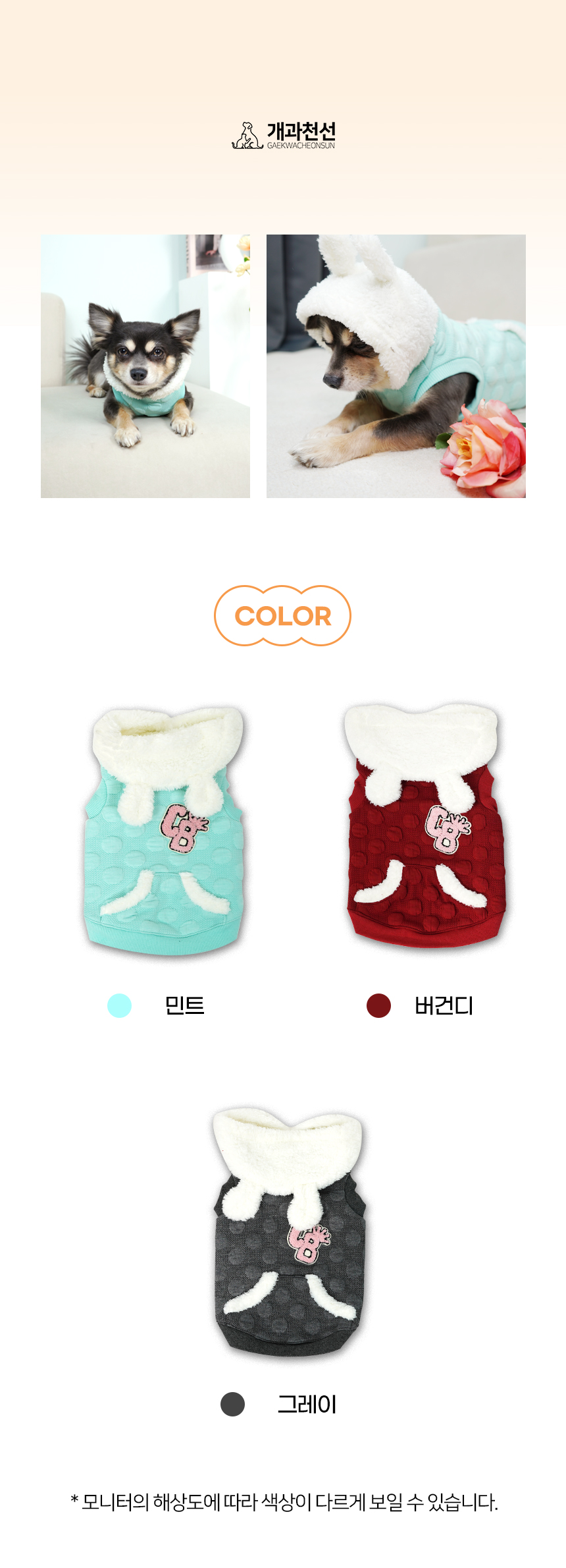 [NEW신상][무료배송] 개과천선 래빗 엠보 후디 옷 (옐로우/블루 그린/다크 퍼플) 12번째