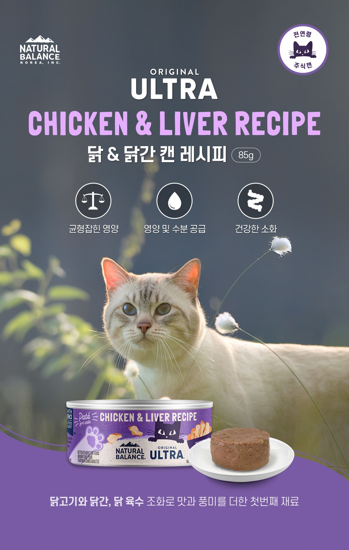 내추럴발란스 캣 닭&닭간 레시피 주식 캔 85g 3번째