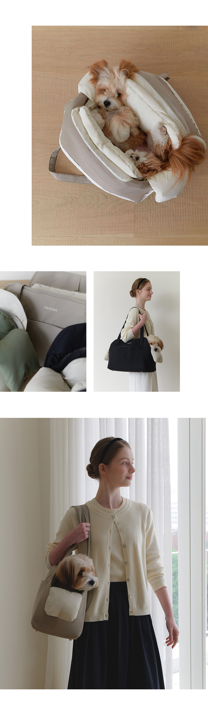 [NEW신상][무료배송] 리카리카 쿠션백 토프&아이보리 M/L 2번째