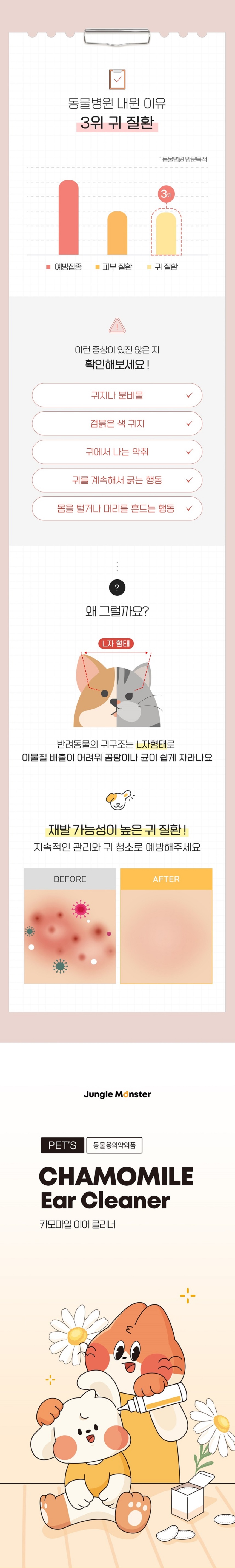 [무료배송] 정글몬스터 카모마일 이어클리너 120ml 1번째
