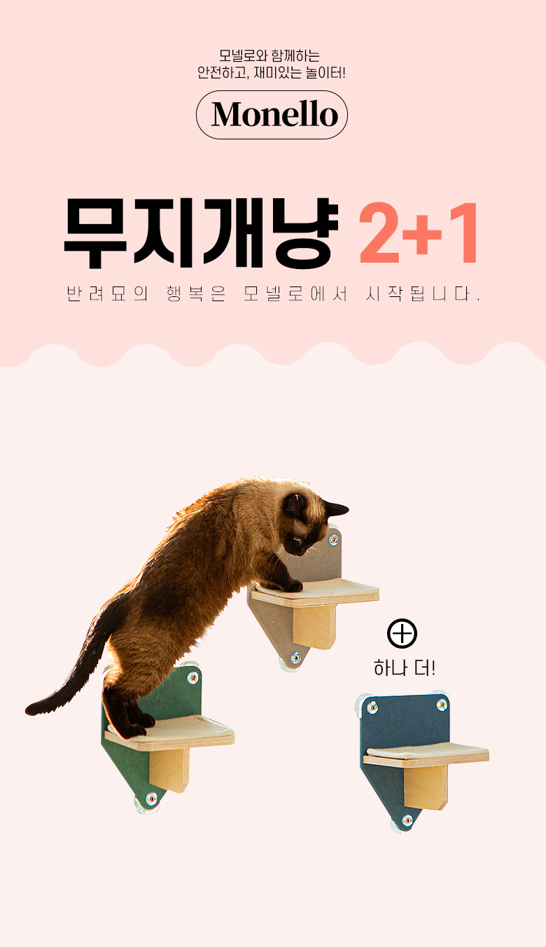 [무료배송][2+1] 모넬로 무지개냥 미니 캣워크 고양이 스텝 선반 계단 캣워커 2번째