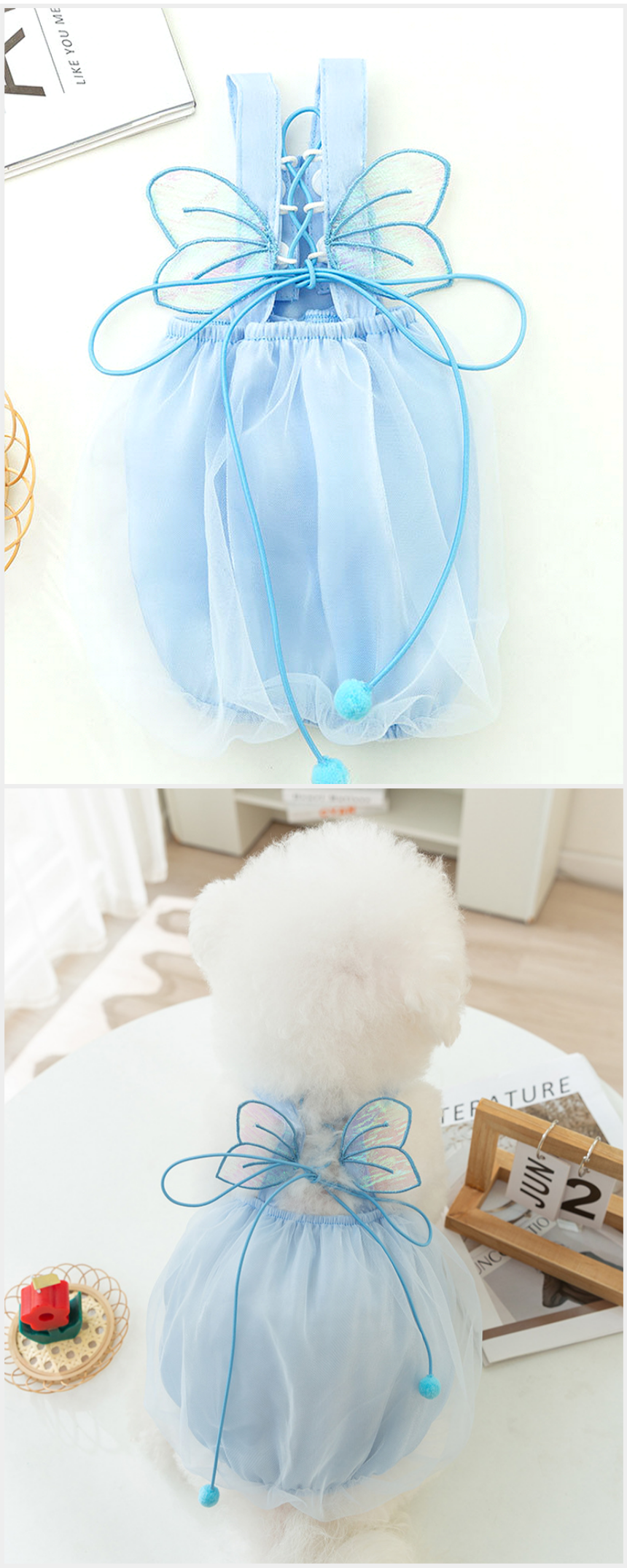 [무료배송] 알뜰펫 요정 여름나시 블루/옐로우/핑크 XS-2XL 6번째