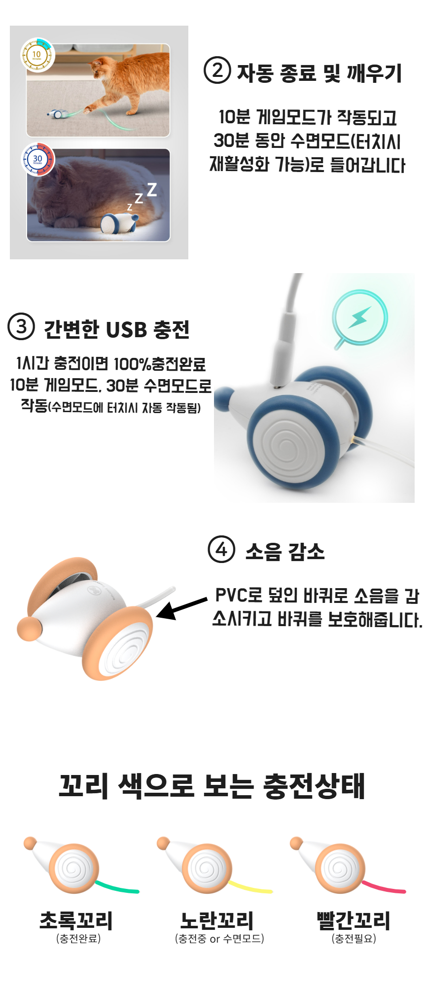 [NEW신상][무료배송] 냥템점 위키드 마우스 자동 장난감 블루/오렌지 4번째