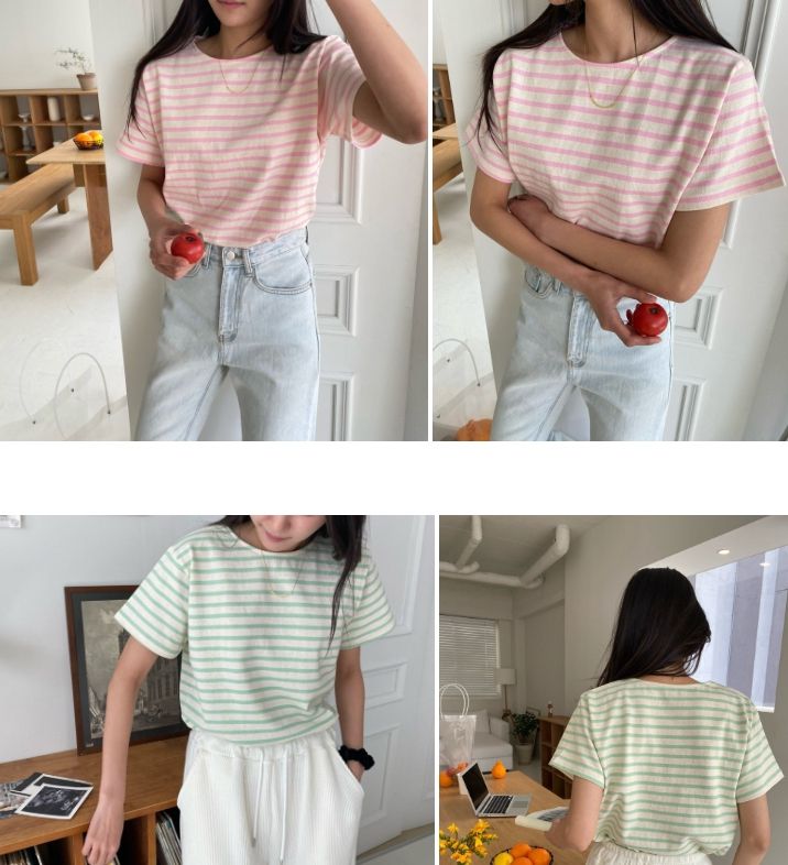 [무료배송] 찰리롤리 조이 세일러 티셔츠 커플룩 민트/옐로우/네이비/핑크 S-2XL 18번째