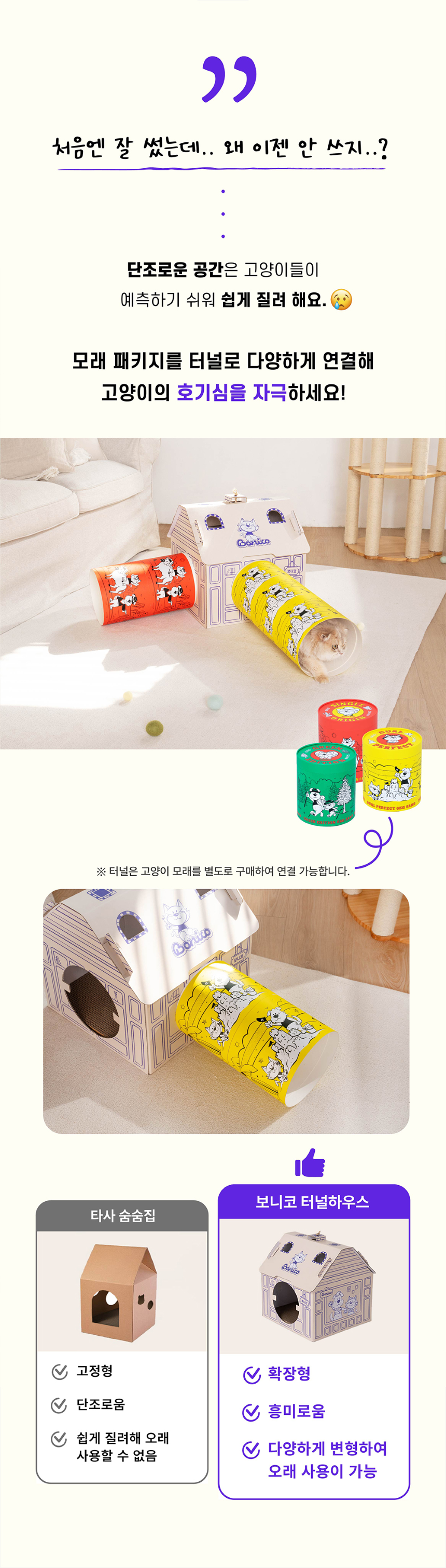 [NEW신상][무료배송] 보니코 캣 터널하우스 숨숨집  3번째