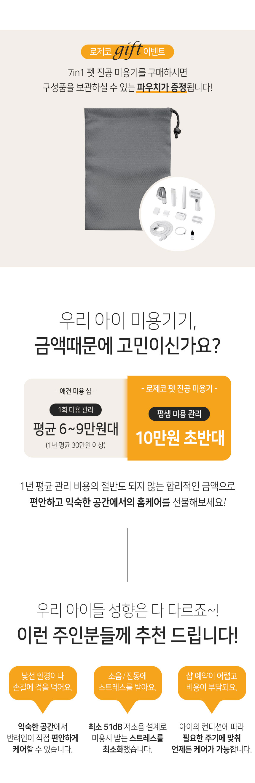 [NEW신상][무료배송] 로제코 7in1 진공미용기 강아지 고양이 무선 바리깡 애견 이발기 1번째