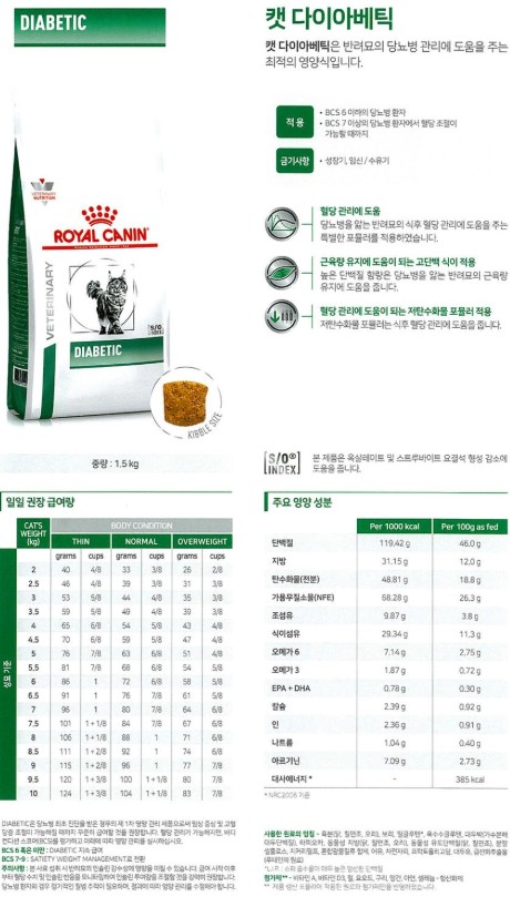 [무료배송] [유통기한임박, 25년12월 4일] 로얄캐닌 캣 다이아베틱 1.5kg 1번째