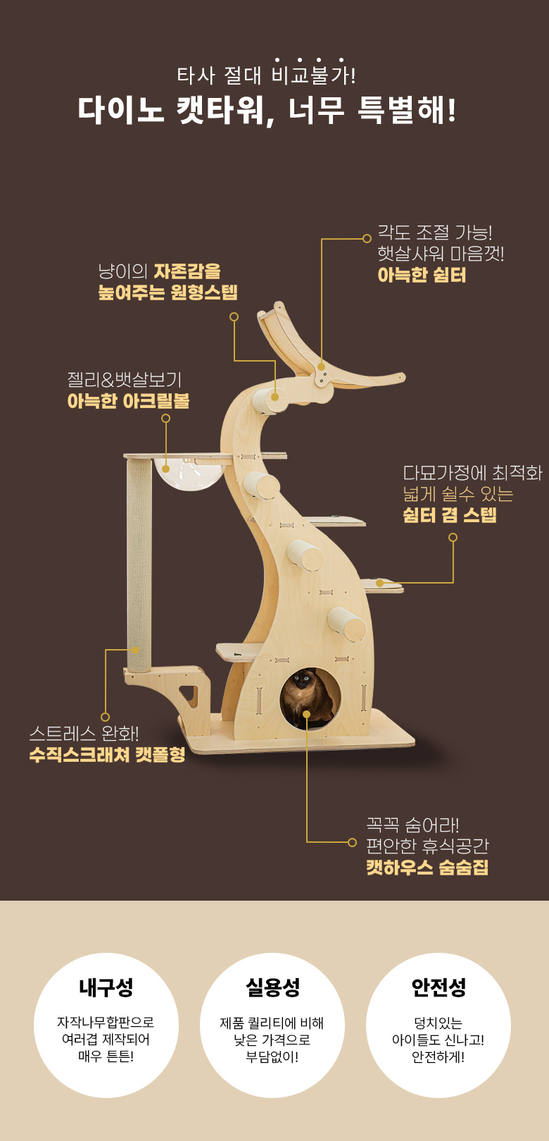 [무료배송] 모넬로 다이노 캣폴 세트 GO23113 4번째