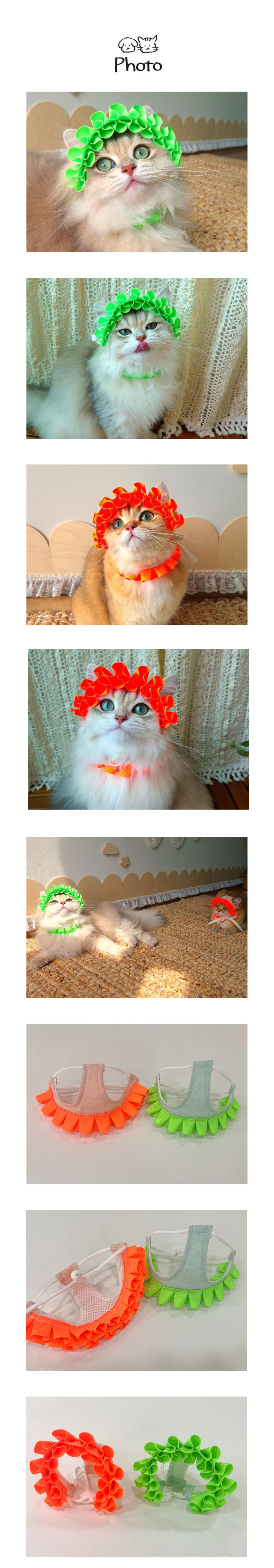 [무료배송] 개달당 알로하 형광 프릴 모자 오렌지/연두 3번째