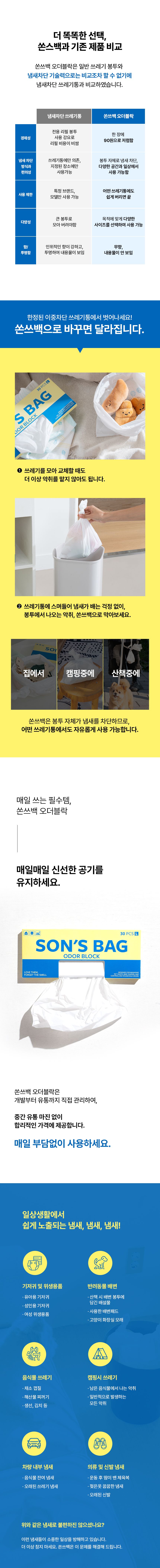 [NEW신상]쏜쓰백 똥냄새 차단 봉투 30매 S (25x28cm) 5번째