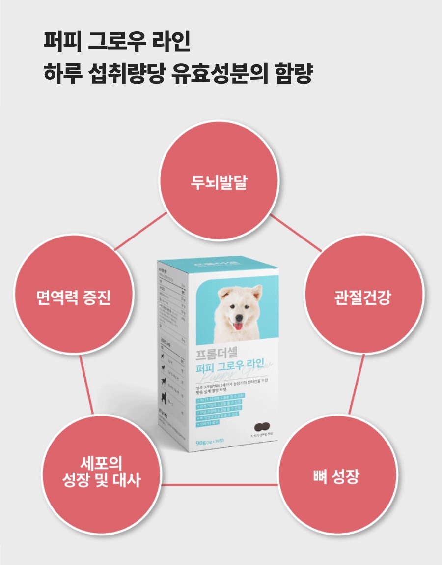 [무료배송] 프롬더셀 퍼피 그로우 라인 성장기 영양제 3g*30정 9번째