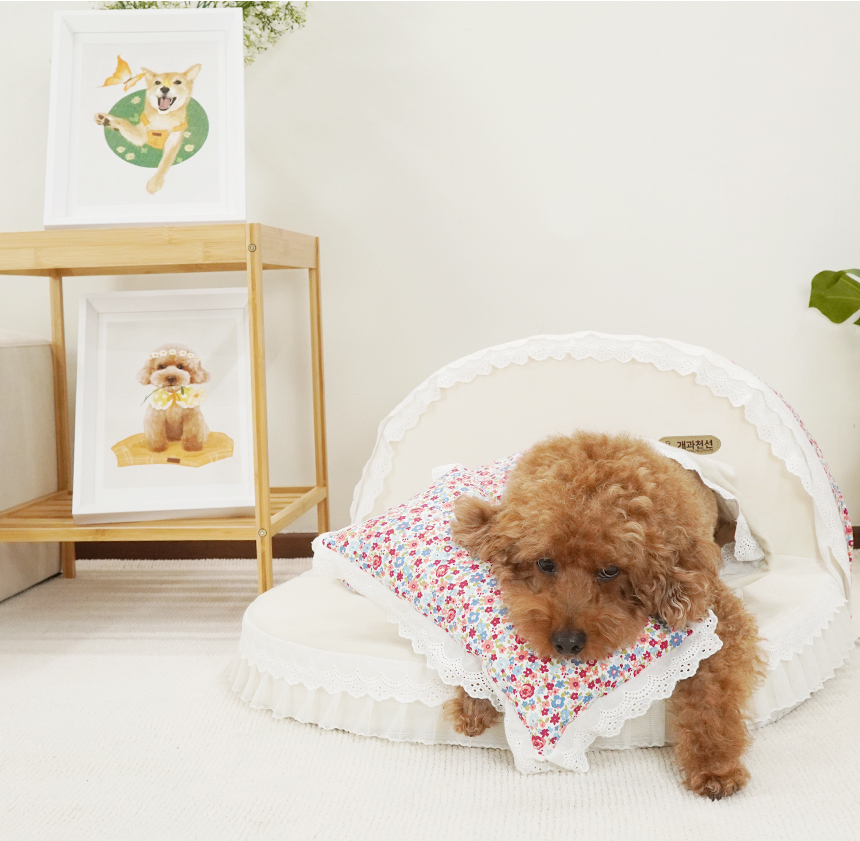 [NEW신상][무료배송] 개과천선 쉐입 침대 방석 베개&이불 세트 (플라워 핑크/플라워 블루) 18번째